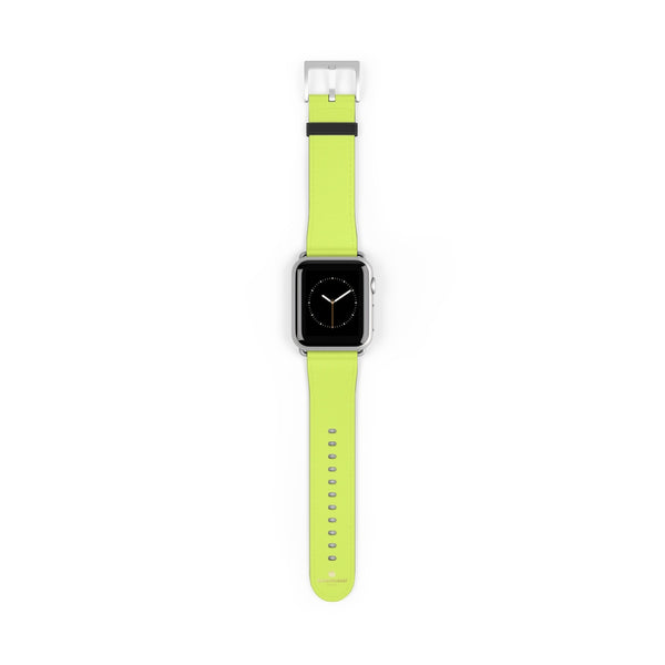 Light Green Solid Color Print 38mm/42mm Watch Band For Apple Watches- Made in USA-Watch Band-38 mm-Silver Matte-Heidi Kimura Art LLC