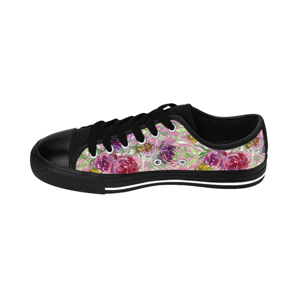 Pink Floral Rose Women's Sneakers, Floral Rose Print Best Tennis Casual Shoes For Women (US Size: 6-12)