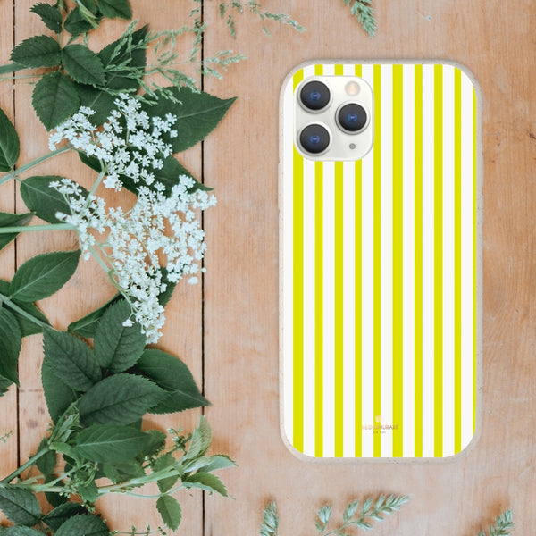 Yellow White Striped Biodegradable Case, Eco-Friendly Compostable Slim Lightweight Phone Case-Phone Case-Printify-WOYC-Heidi Kimura Art LLC