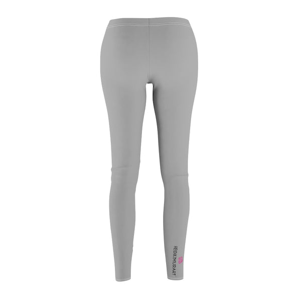 Light Grey Women's Casual Leggings, Pastel Gray Classic Solid Color Women's Fashion Best Designer Premium Quality Skinny Fit Premium Quality Casual Leggings - Made in USA (US Size: XS-2XL) Women's Solid Color Leggings, Simple Solid Color Casual Pants Made For Comfort, Color Leggings For Work, Bright Colorful Tights