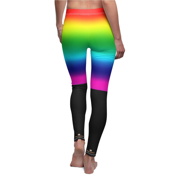 Rainbow Ombre Women's Casual Leggings, Bright Gay Pride Party Vertical Stripes Tights-All Over Prints-Printify-Heidi Kimura Art LLC