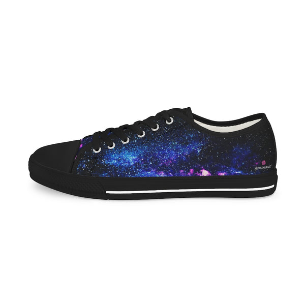Futuristic Blue Galaxy Men's Kicks, Best Galaxy Men's Tennis Shoes, Space Print Best Breathable Designer Men's Low Top Canvas Fashion Sneakers With Durable Rubber Outsoles and Shock-Absorbing Layer and Memory Foam Insoles (US Size: 5-14)