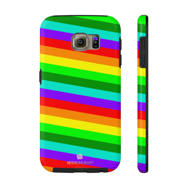 Rainbow Stripe Gay Pride iPhone Case, Colorful Case Mate Tough Samsung Galaxy Phone Cases-Phone Case-Printify-Samsung Galaxy S6 Tough-Heidi Kimura Art LLC