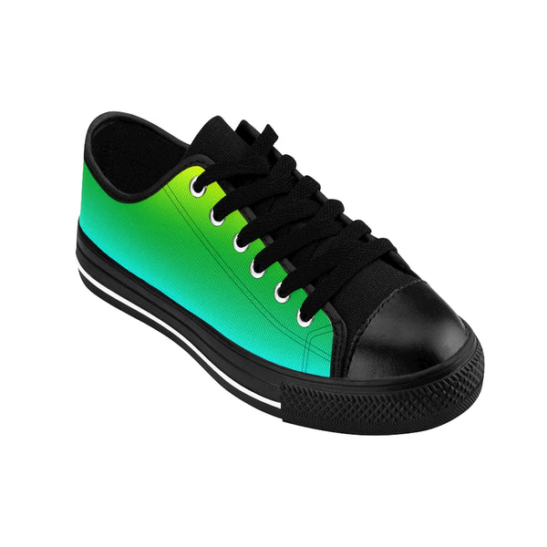 Blue Women's Sneakers, Ombre Rainbow Colorful Designer Low Top Women's Canvas Bright Best Quality Premium Fashion Casual Sneakers Tennis Running Athletic Shoes (US Size: 6-12)