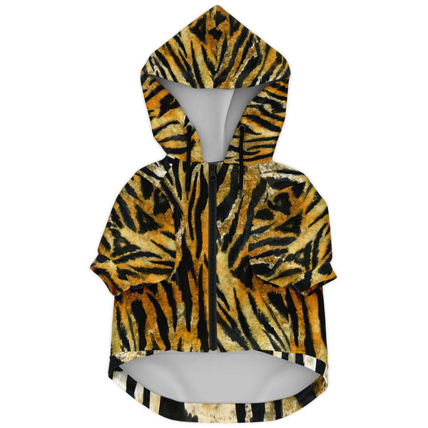 Tiger Stripe Print Dog Hoodie, Soft Comfortable Zip-Up Premium Hoodie For Dog Pet Owners-Athletic Dog Zip-Up Hoodie - AOP-Subliminator-XXS-Heidi Kimura Art LLC Tiger Stripe Print Dog Hoodie, Animal Print Soft Comfortable Zip-Up Premium Fashion Hoodie For Dog Pet Owners, For Tiny Small Dogs to Medium/ Large Size Dogs (Size: XXS-2XL)