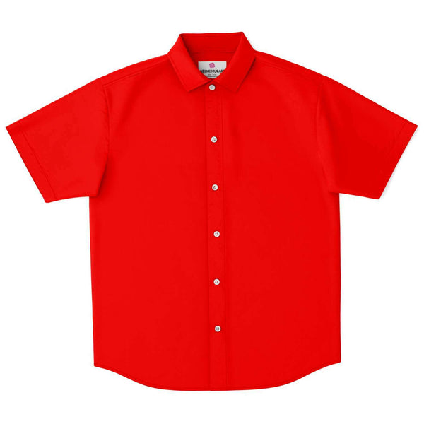 Red Men's Button Down Shirt-Short Sleeve Button Down Shirt - AOP-Subliminator-XS-Heidi Kimura Art LLC