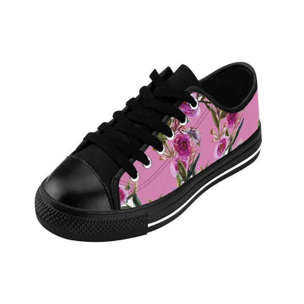 Pink Rose Print Women's Sneakers