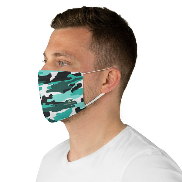 Blue Camouflage Print Face Mask, Adult Military Style Modern Fabric Face Mask-Made in USA-Accessories-Printify-One size-Heidi Kimura Art LLC Blue Camouflage Print Face Mask, Adult Military Style Fashion Face Mask For Men/ Women, Designer Premium Quality Modern Polyester Fashion 7.25" x 4.63" Fabric Non-Medical Reusable Washable Chic One-Size Face Mask With 2 Layers For Adults With Elastic Loops-Made in USA