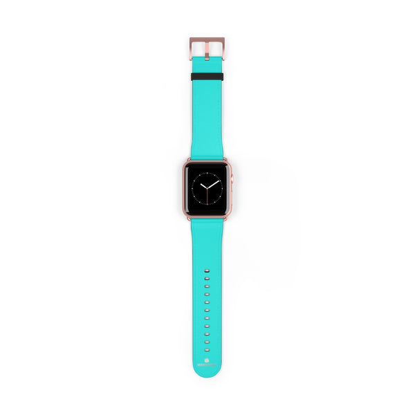 Turquoise Blue Solid Color 38mm/42mm Watch Band For Apple Watches- Made in USA-Watch Band-42 mm-Rose Gold Matte-Heidi Kimura Art LLC