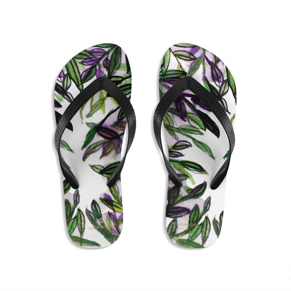 Green Tropical Leaves Print Unisex Designer Flip-Flops - Made in USA (Size: S, M, L)-Flip-Flops-Large-Heidi Kimura Art LLC Green Tropical Flip Flops, Best Green Tropical Leaves Print Unisex Designer Flip-Flops Shoes - Made in USA (US Size: S, M, L)