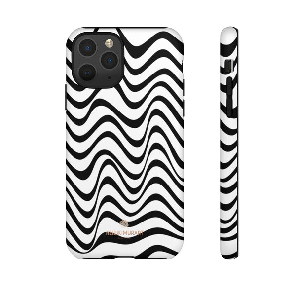 Wavy Black White Tough Cases, Designer Phone Case-Made in USA-Phone Case-Printify-iPhone 11 Pro-Matte-Heidi Kimura Art LLC