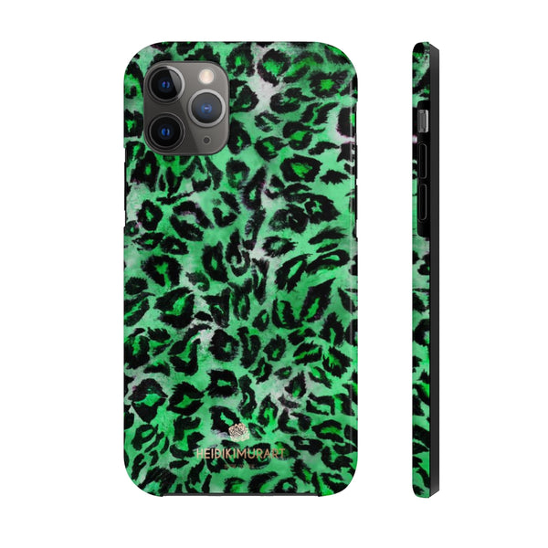 Green Leopard Print Phone Case, Animal Print Case Mate Tough Phone Cases-Made in USA - Heidikimurart Limited 