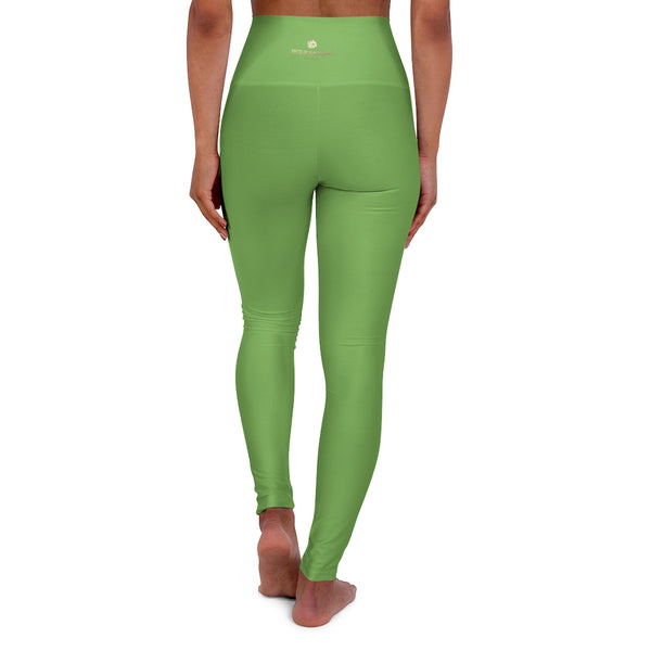 Light Green Workout Pants, High Waisted Yoga Leggings, Solid Color Long Women Yoga Tights-All Over Prints-Printify-Heidi Kimura Art LLC