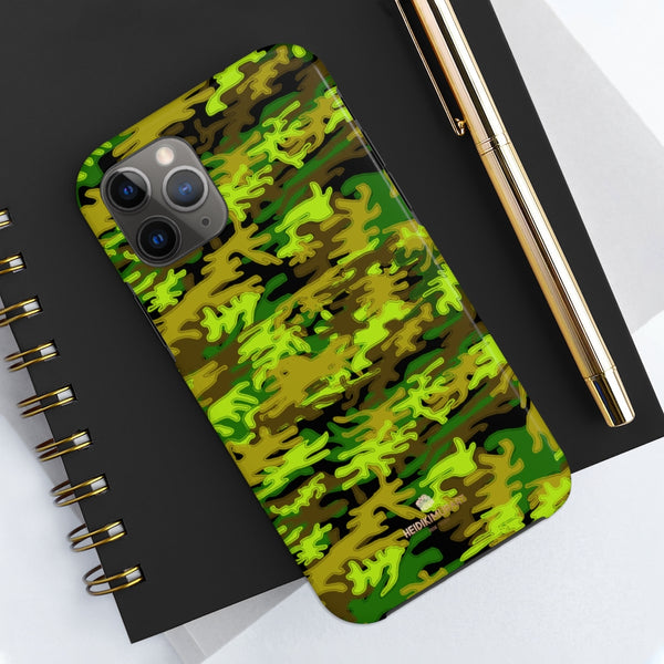 Black Green Camo iPhone Case, Case Mate Tough Samsung Galaxy Phone Cases-Phone Case-Printify-Heidi Kimura Art LLC Black Green Camo iPhone Case, Camouflage Army Military Print Sexy Modern Designer Case Mate Tough Phone Case For iPhones and Samsung Galaxy Devices-Printed in USA