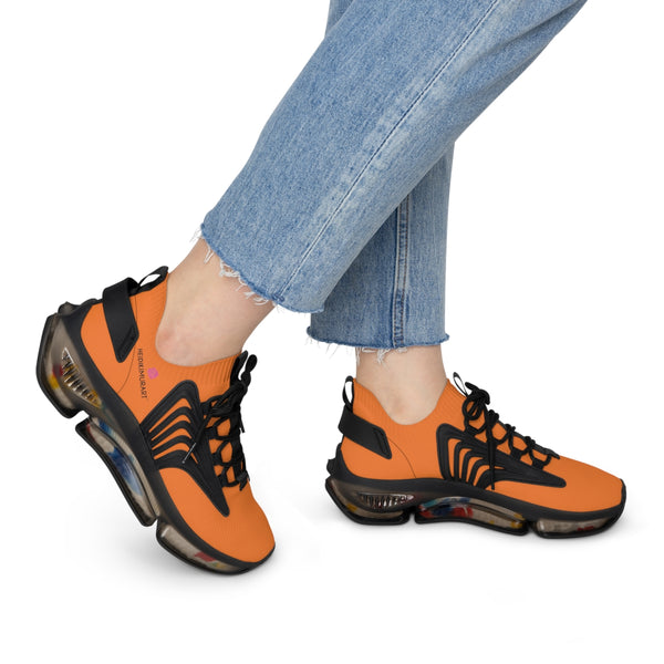 Women's Orange Color Mesh Sneakers, Best Solid Bright Orange Color Mesh Breathable Sneakers For Women (US Size: 5.5-12)