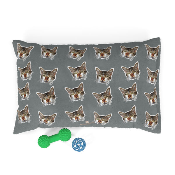 Dark Grey Cat Pet Bed, Solid Color Machine-Washable Pet Pillow With Zippers-Printed in USA-Pets-Printify-28x18-Heidi Kimura Art LLC