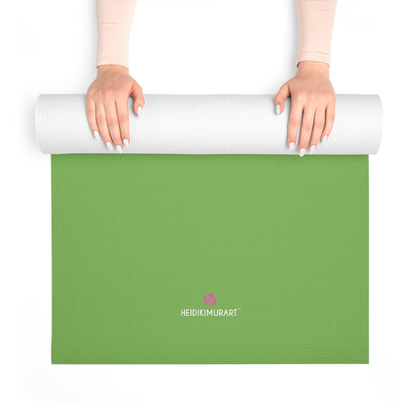 Light Green Foam Yoga Mat, Solid Green Color Modern Minimalist Print Best Fashion Stylish Lightweight 0.25" thick Best Designer Gym or Exercise Sports Athletic Yoga Mat Workout Equipment - Printed in USA (Size: 24″x72")