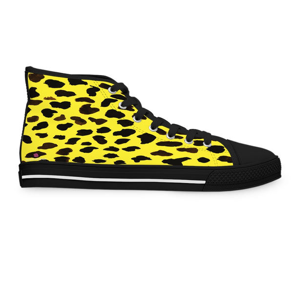 Yellow Cheetah Ladies' High Tops, Animal Print Best Women's High Top Sneakers