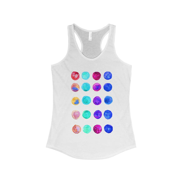 Colorful Polka Dots Floral Women's Ideal Racerback Tank Top - Made in the U.S.A.-Tank Top-Solid White-XS-Heidi Kimura Art LLC