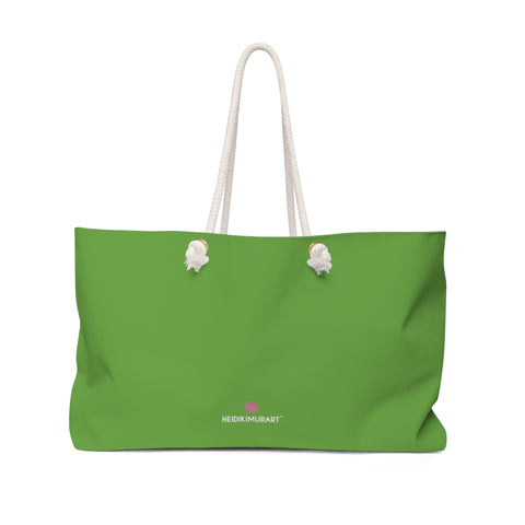 Light Green Color Weekender Bag, Solid Green Color Simple Modern Essential Best Oversized Designer 24"x13" Large Casual Weekender Bag - Made in USA
