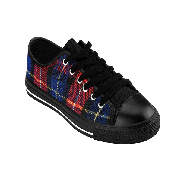 Red Plaid Print Women's Sneakers