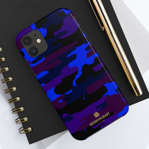 Purple Blue Camo Print Phone Case, Army Military Case Mate Tough Phone Cases-Made in USA - Heidikimurart Limited  Purple Blue Camo Print Phone Case, Army Military Camouflage Army Military Print Sexy Modern Designer Case Mate Tough Phone Case For iPhones and Samsung Galaxy Devices-Printed in USA