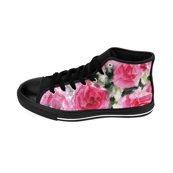 Floral Rose Print Women's High Top Designer Sneakers Running Shoes (US Size: 6-12)-Women's High Top Sneakers-Heidi Kimura Art LLC Floral Rose Women's Sneakers, Floral Rose Print Women's High Top Designer Sneakers Running Shoes (US Size: 6-12)