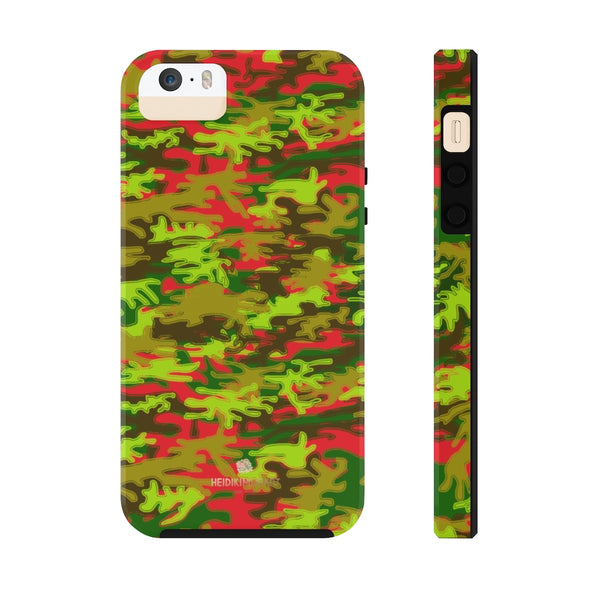 Red Green Camo iPhone Case, Case Mate Tough Samsung Galaxy Phone Cases-Phone Case-Printify-iPhone 5/5s/5se Tough-Heidi Kimura Art LLC