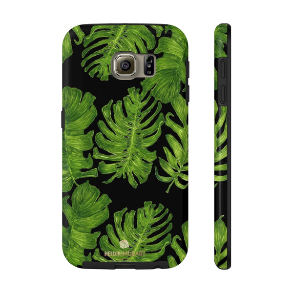 Black Tropical Leaf iPhone Case, Case Mate Tough Samsung Galaxy Phone Cases-Phone Case-Printify-Samsung Galaxy S6 Tough-Heidi Kimura Art LLC