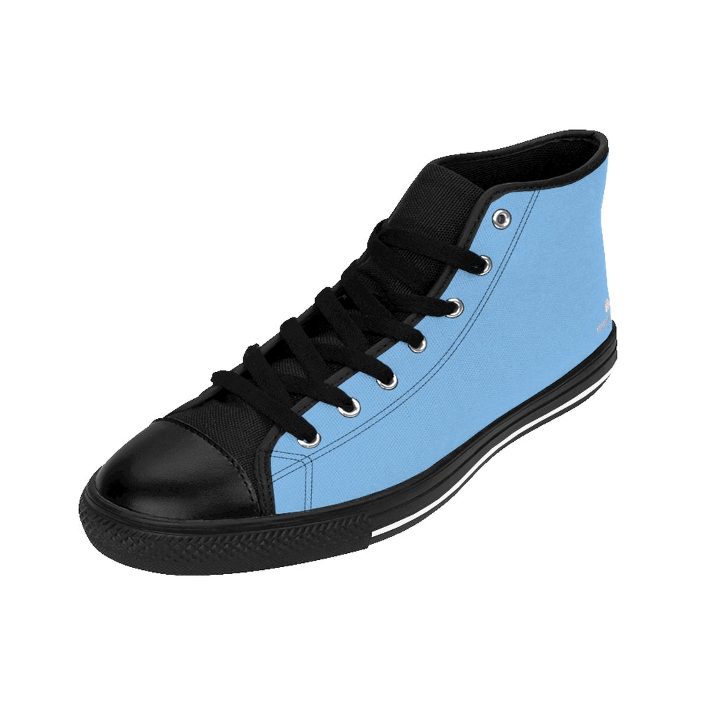 Baby Blue Men's High-top Sneakers, Solid Color Minimalist Designer