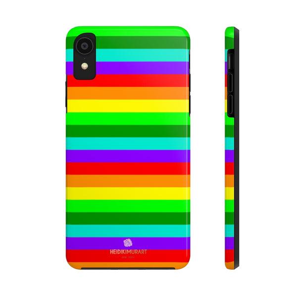 Rainbow Stripe Gay Pride iPhone Case, Colourful Case Mate Tough Samsung Galaxy Phone Cases-Phone Case-Printify-iPhone XR-Heidi Kimura Art LLC