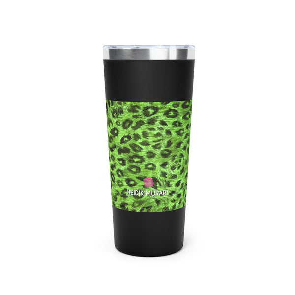 Green Leopard Print Tumbler, Copper Vacuum Insulated Tumbler, 22oz