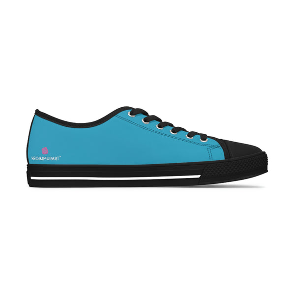 Turquoise Blue Color Ladies' Sneakers, Best Solid Color Designer Women's Low Top Sneakers