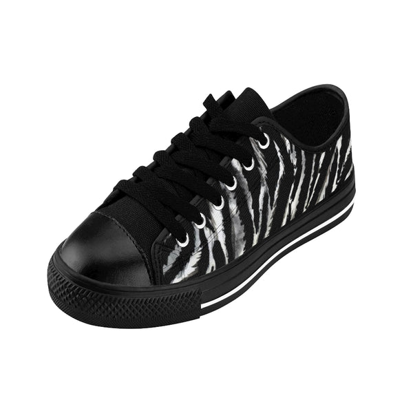 Zebra Men's Sneakers, Zebra Stripe Animal Print Low Top Shoes For Men-Shoes-Printify-Heidi Kimura Art LLC Classic Zebra Men's Sneakers, Best Designer Zebra Stripe Animal Print Men's Low Tops, Premium Men's Nylon Canvas Tennis Fashion Sneakers Shoes (US Size: 7-14)
