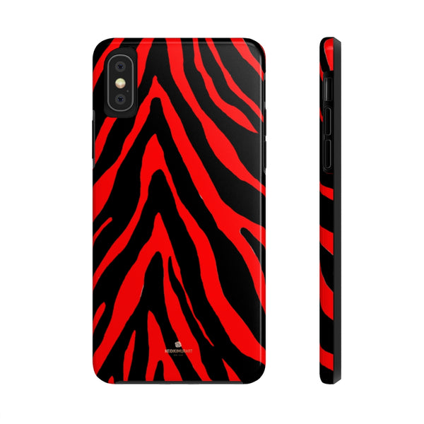 Red Zebra Stripe Phone Case, Animal Print Case Mate Tough Phone Cases-Made in USA - Heidikimurart Limited 