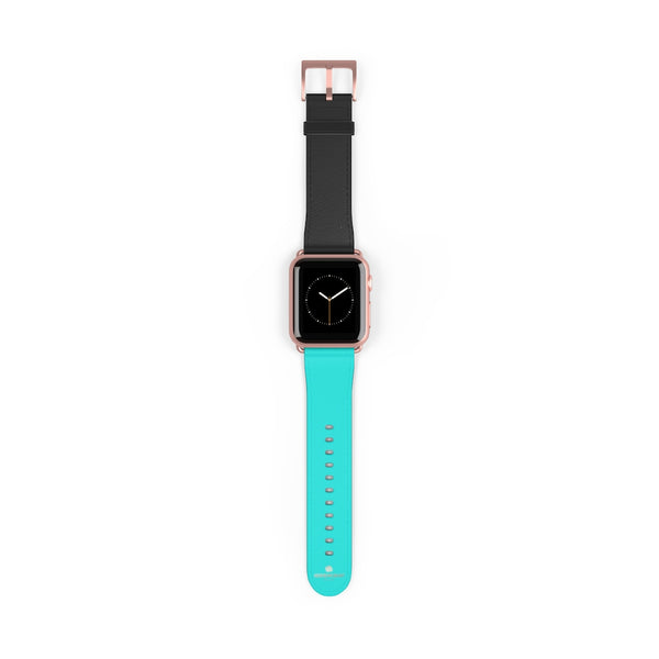 Turquoise Blue Black Dual Color 38mm/42mm Watch Band For Apple Watches- Made in USA-Watch Band-38 mm-Rose Gold Matte-Heidi Kimura Art LLC