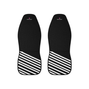 Black White Stripes Car Seat Covers, Black and White Diagonally Striped 2-Pcs Set (48.03" × 18.50") Best Stripes Car Seat Covers, Best Car Accessories Essential Premium Quality Best Soft Luxury Car Seat - 2 Pack For Your Car Seat Protection, Car Seat Protectors, Designer Car Seat Accessories, Pair of 2 Front Seat Covers, Custom Seat Covers, Luxury Car Seat Covers, Best Car Seat Covers