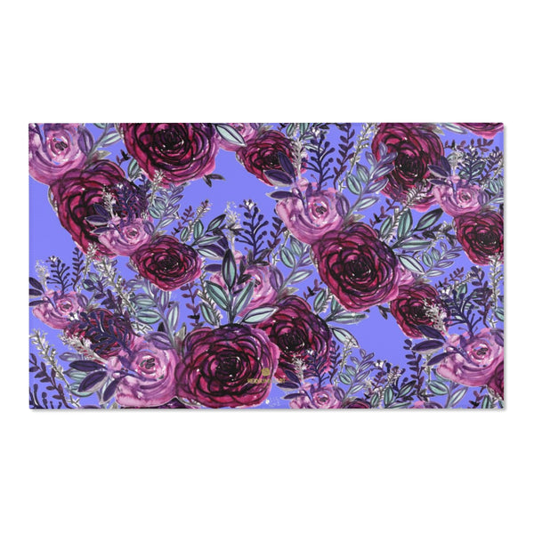 Red Rose Purple Floral Print Designer 24x36, 36x60, 48x72 inches Area Rugs- Printed in the USA-Area Rug-60" x 36"-Heidi Kimura Art LLC