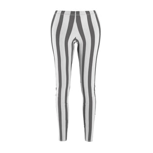 Grey Striped Women's Casual Leggings-All Over Prints-Printify-White Seams-M-Heidi Kimura Art LLC