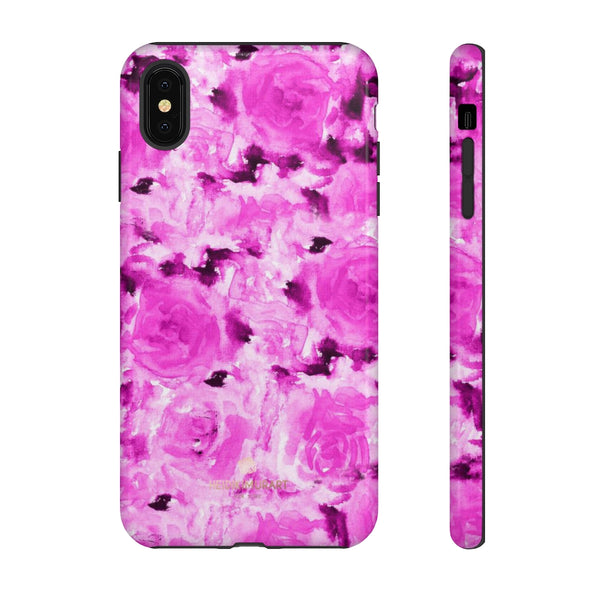 Hot Pink Floral Print Phone Case, Abstract Print Tough Cases, Designer Phone Case-Made in USA-Phone Case-Printify-iPhone XS MAX-Glossy-Heidi Kimura Art LLC