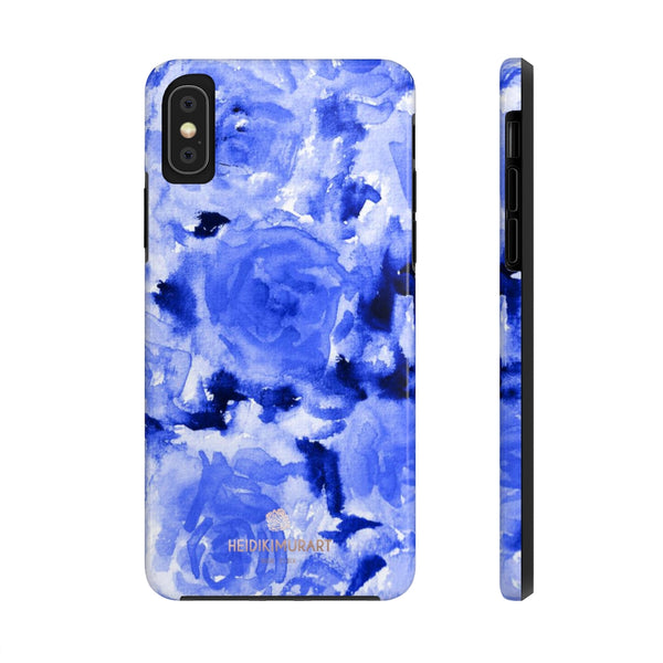 Blue Rose Phone Case, Floral Print Flower Case Mate Tough Phone Cases-Made in USA - Heidikimurart Limited 