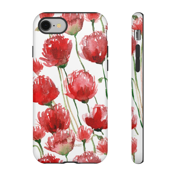 Red Tulips Floral Tough Cases, Roses Flower Print Best Designer Phone Case-Made in USA-Phone Case-Printify-iPhone 8-Matte-Heidi Kimura Art LLC