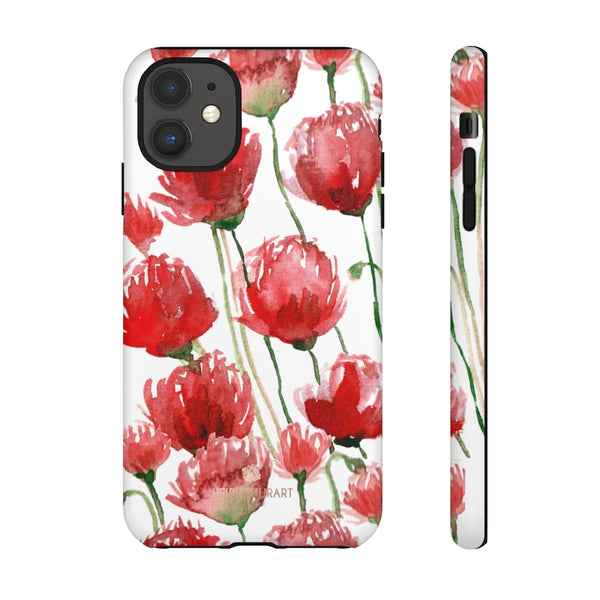 Red Tulips Floral Tough Cases, Roses Flower Print Best Designer Phone Case-Made in USA-Phone Case-Printify-iPhone 11-Matte-Heidi Kimura Art LLC