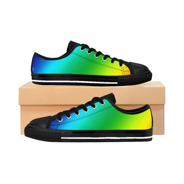 Rainbow Gay Pride Men's Sneakers, Colorful Low Top Shoes For Men-Shoes-Printify-Heidi Kimura Art LLC Rainbow Gay Pride Men's Sneakers, Colorful Gay Pride Men's Low Tops, Premium Men's Nylon Canvas Tennis Fashion Sneakers Shoes (US Size: 7-14)