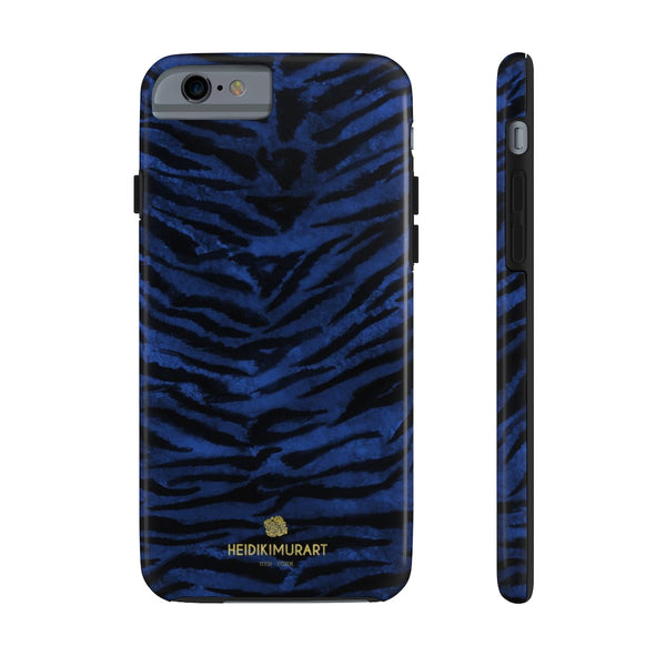 Navy Blue Tiger Striped Phone Case, Animal Print Case Mate Tough Phone Cases-Made in USA - Heidikimurart Limited 
