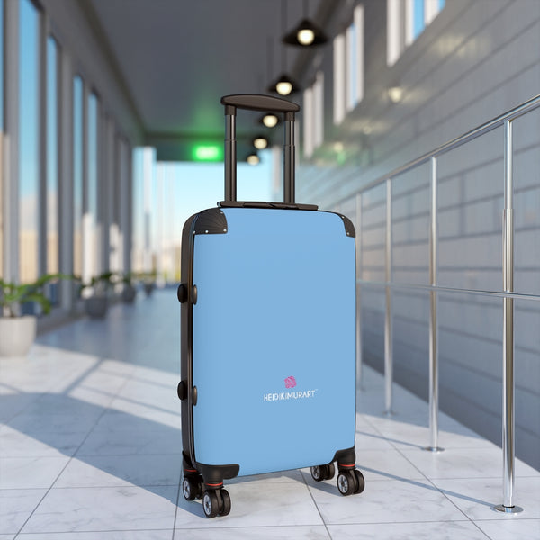 Baby Blue Color Cabin Suitcase, Carry On Polycarbonate Front and Hard-Shell Durable Luggage With 2 Inner Pockets & Built in Lock With 4 Wheel 360° Swivel and Adjustable Telescopic Handle - Made in USA/UK (Size: 13.3" x 22.4" x 9.05", Weight: 7.5 lb) Unique Cute Carry-On Best Personal Travel Bag Custom Luggage - Gift For Him or Her 