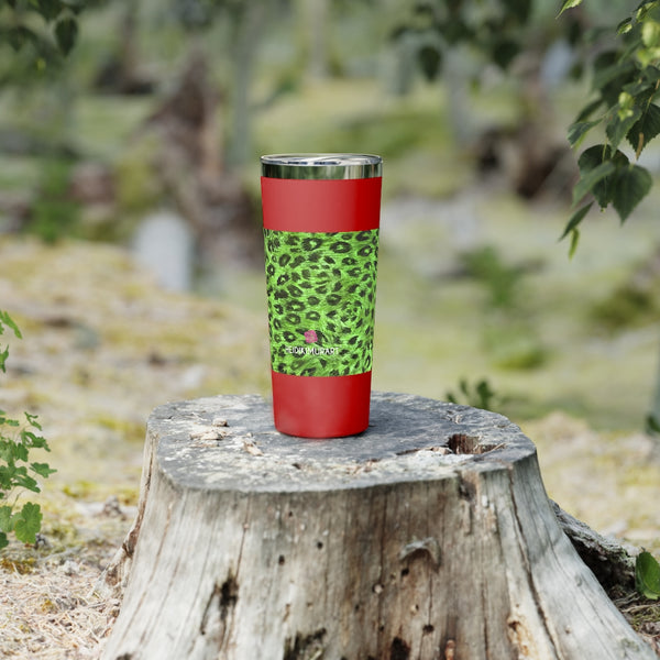 Green Leopard Print Tumbler, Copper Vacuum Insulated Tumbler, 22oz