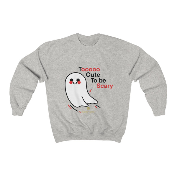 Cute Friendly White Ghost Halloween Party Shirt Unisex Crewneck Sweatshirt-Made in USA-Sweatshirt-Ash-S-Heidi Kimura Art LLC