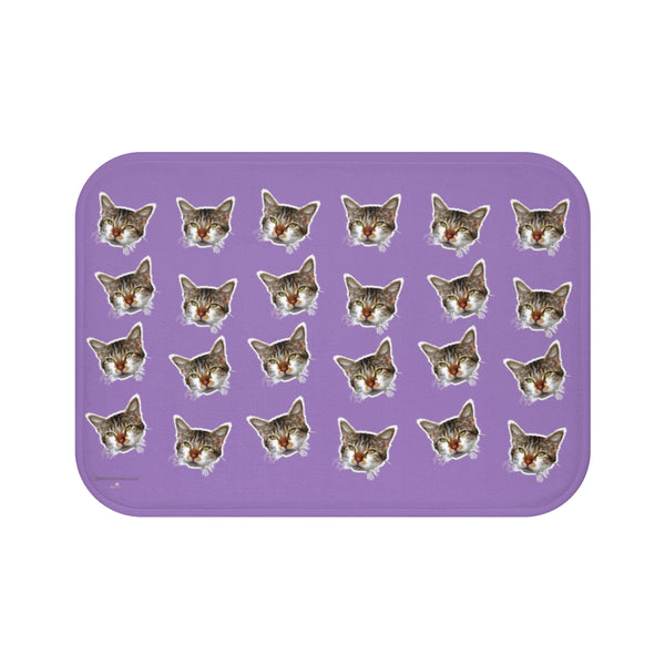 Purple Cat Print Bath Mat, Luxury Calico Cat Soft Microfiber Bathroom Rug- Printed in USA-Home Decor-Small 24x17-Heidi Kimura Art LLC