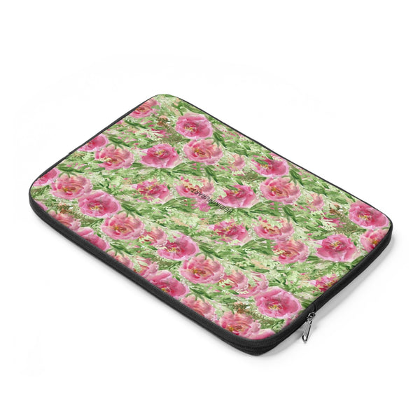 Pink Rose Floral Print 12', 13", 14" Floral Laptop Sleeve - Designed + Made in the USA-Laptop Sleeve-Heidi Kimura Art LLC